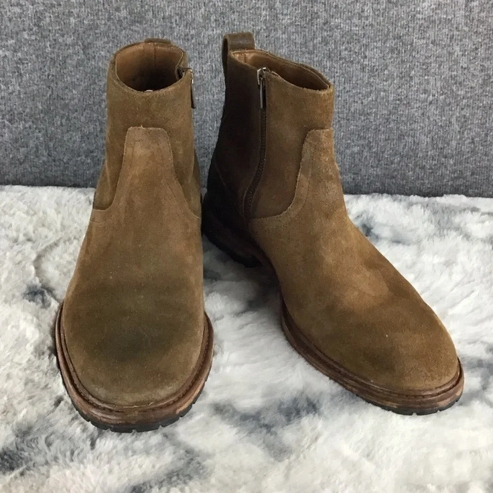 Trask Larkin Men's Water Resistant Waxed Suede Ankle‎ Boots Inside Zip Size 8M